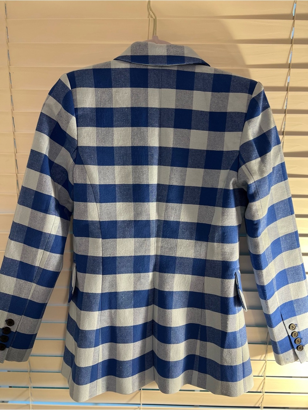 Smythe Blue and Light Gray Gingham Blazer - Single Button - Picture 3 of 3
